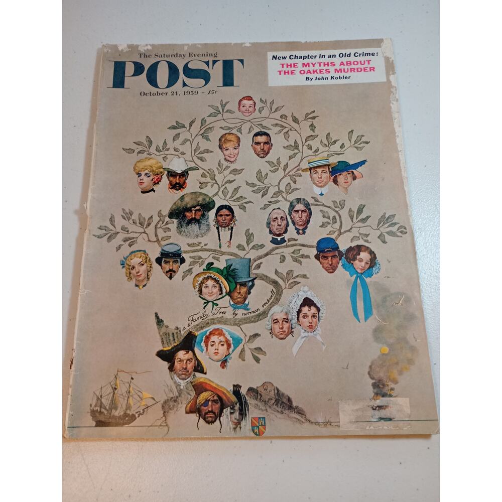 Vintage Saturday Evening Post October 21 1959 Norman Rockwell Family Tree
